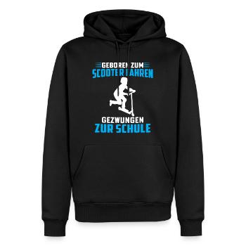 geboren zum scooter fahren gezwungen zur schule - Männer Premium Bio Hoodie - Schwarz - Vorne - Nico (187cm)