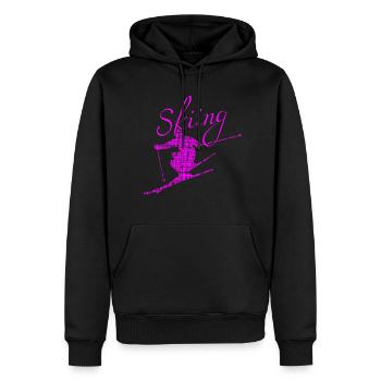 Skiing - Männer Premium Bio Hoodie - Schwarz - Vorne - Nico (187cm)