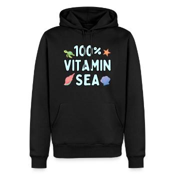 100% vitamine mer - Sweat à capuche Premium bio Homme - noir - Devant - Nico (187cm)