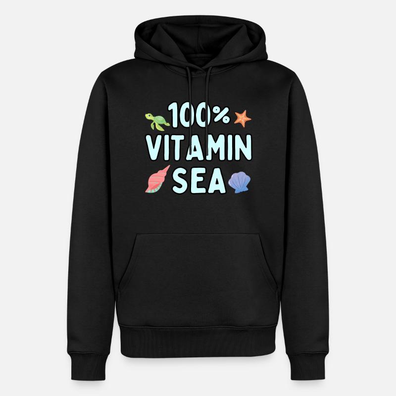 100% vitamine mer - Sweat à capuche Premium bio Homme - noir