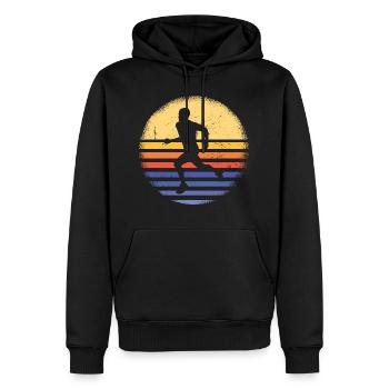 Sport Retro Sunset Running - Männer Premium Bio Hoodie - Schwarz - Vorne - Nico (187cm)