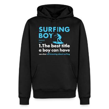 Sport Boy Surfing - Männer Premium Bio Hoodie - Schwarz - Vorne - Nico (187cm)