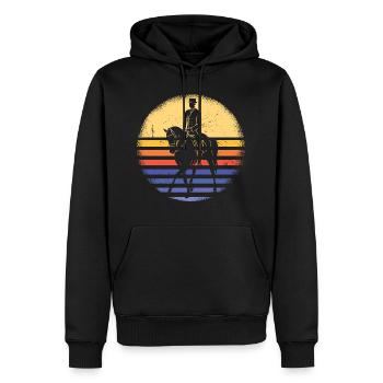 Sport Retro Sunset Equestrian - Männer Premium Bio Hoodie - Schwarz - Vorne - Nico (187cm)