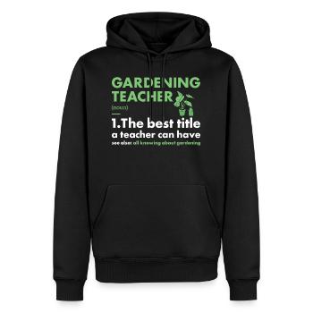 Jardinier Enseignant Définition Jardinage - Sweat à capuche Premium bio Homme - noir - Devant - Nico (187cm)