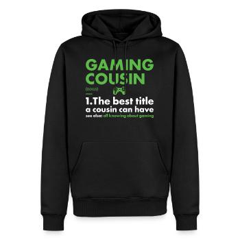 Gamer Cousin Definition Gaming - Männer Premium Bio Hoodie - Schwarz - Vorne - Nico (187cm)