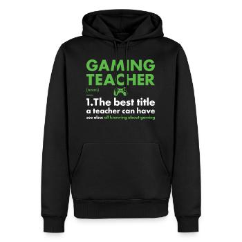 Gamer Teacher Définition du jeu - Sweat à capuche Premium bio Homme - noir - Devant - Nico (187cm)