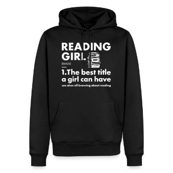 Lecture de définition de fille de lecteur - Sweat à capuche Premium bio Homme - noir - Devant - Nico (187cm)