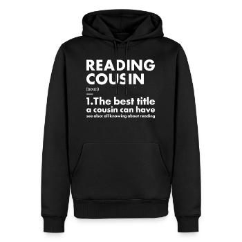 Lecteur Cousin Définition Lecture - Sweat à capuche Premium bio Homme - noir - Devant - Nico (187cm)