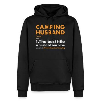 Camper mari définition camping - Sweat à capuche Premium bio Homme - noir - Devant - Nico (187cm)