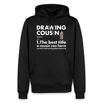 Dessin de définition de Cousin de tiroir - Sweat à capuche Premium bio Homme - noir - Devant - Nico (187cm)