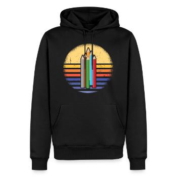 Tiroir rétro coucher de soleil dessin - Sweat à capuche Premium bio Homme - noir - Devant - Nico (187cm)