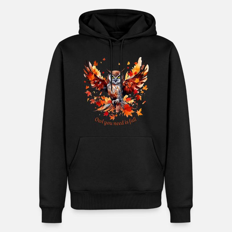 Herbst Eule - Männer Premium Bio Hoodie - Schwarz