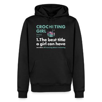 Crocheteuse Fille Définition Crochet - Sweat à capuche Premium bio Homme - noir - Devant - Nico (187cm)