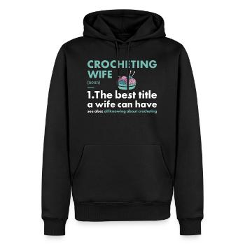 Crocheteuse Femme Définition Crochet - Sweat à capuche Premium bio Homme - noir - Devant - Nico (187cm)