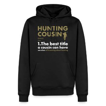 Chasseur Cousin Définition Chasse - Sweat à capuche Premium bio Homme - noir - Devant - Nico (187cm)