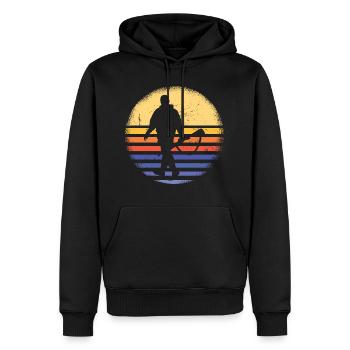 Hunter Rétro Sunset Chasse - Sweat à capuche Premium bio Homme - noir - Devant - Nico (187cm)