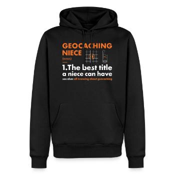Geocacher Niece Definition Geocaching - Männer Premium Bio Hoodie - Schwarz - Vorne - Nico (187cm)