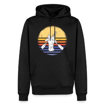 Canoeist Retro Sunset Canoeing - Men’s Premium Organic Hoodie - black - Front - Nico (187cm)