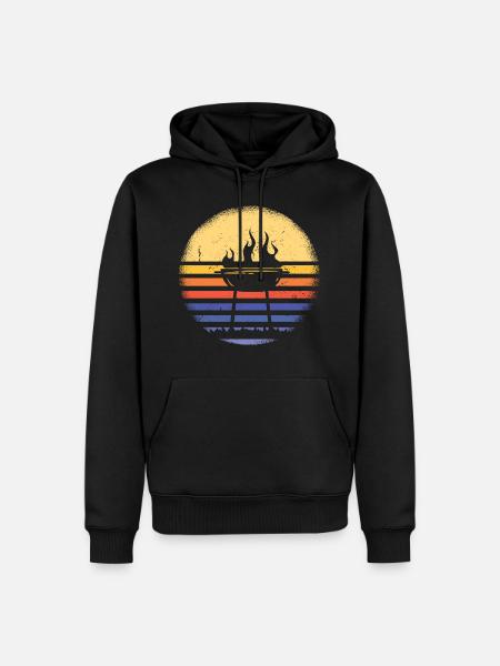 Griller Retro Sunset Grilling - Men’s Premium Organic Hoodie - black