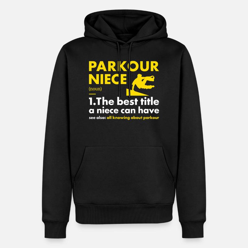 Traceur Nièce Définition Parkour - Sweat à capuche Premium bio Homme - noir