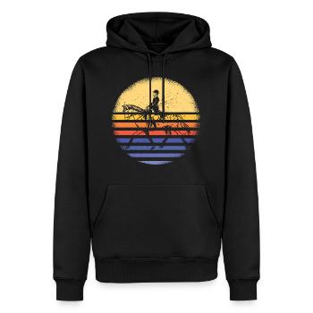 Jumper Rétro Sunset Saut d’obstacles - Sweat à capuche Premium bio Homme - noir - Devant - Nico (187cm)