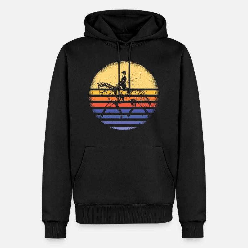 Jumper Rétro Sunset Saut d’obstacles - Sweat à capuche Premium bio Homme - noir