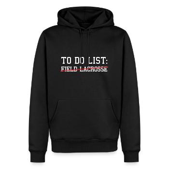 Liste des sports à faire Crosse au champ - Sweat à capuche Premium bio Homme - noir - Devant - Nico (187cm)