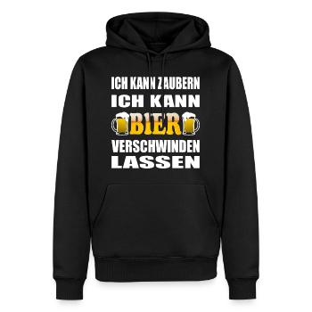 Ich kann Bier verschwinden lassen Zauberspruch - Männer Premium Bio Hoodie - Schwarz - Vorne - Nico (187cm)