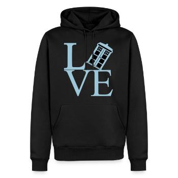 L'amour noir - Sweat à capuche Premium bio Homme - noir - Devant - Nico (187cm)