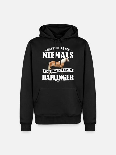 Haflinger Unterschätze nie Pferd Frauen Geschenk - Männer Premium Bio Hoodie - Schwarz