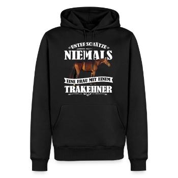 Trakehner Pferde Shirt-UNF - Männer Premium Bio Hoodie - Schwarz - Vorne - Nico (187cm)
