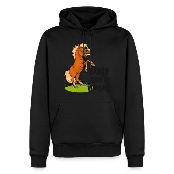 Poney crazy texte noir - Sweat à capuche Premium bio Homme - noir - Devant - Nico (187cm)