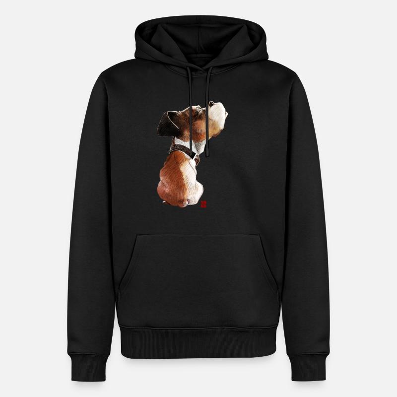 Sketchy Boxer - Männer Premium Bio Hoodie - Schwarz