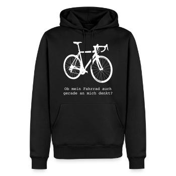 Rennrad an mich denkt - Männer Premium Bio Hoodie - Schwarz - Vorne - Nico (187cm)