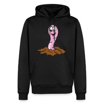 Regenwurm - Männer Premium Bio Hoodie - Schwarz - Vorne - Nico (187cm)