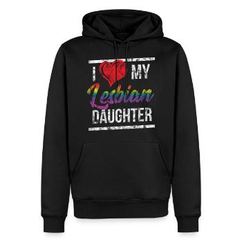 I Love My Lesbian Daughter Washed - Männer Premium Bio Hoodie - Schwarz - Vorne - Nico (187cm)