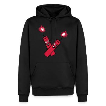 verrueckt 2 freunde team paar party kracher gesich - Männer Premium Bio Hoodie - Schwarz - Vorne - Nico (187cm)