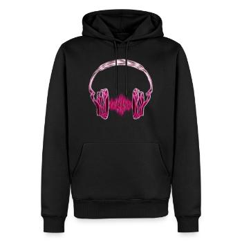 onde de fréquence des écouteurs de musique / Wave - Sweat à capuche Premium bio Homme - noir - Devant - Nico (187cm)