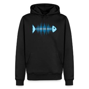 fish skeleton - music wave - DD blue - Sweat à capuche Premium bio Homme - noir - Devant - Nico (187cm)