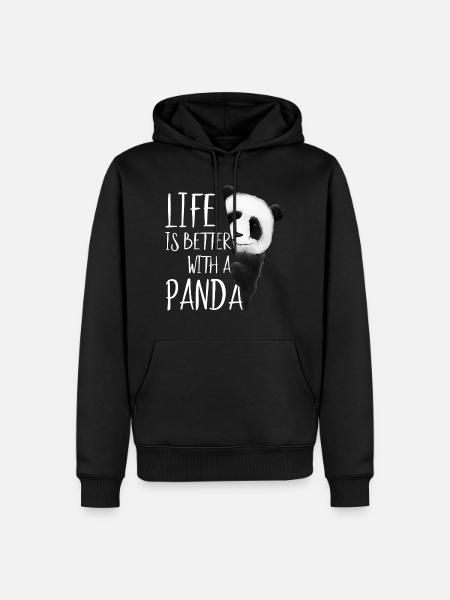 Das Leben ist besser mit einem Panda Geschenk - Männer Premium Bio Hoodie - Schwarz
