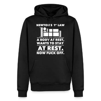 Newton Gesetz - Männer Premium Bio Hoodie - Schwarz - Vorne - Nico (187cm)
