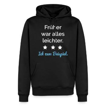 Everything used to be easier. For example - Men’s Premium Organic Hoodie - black - Front - Nico (187cm)