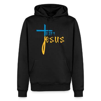 freunde team crew jesus kreuz christus christ kath - Männer Premium Bio Hoodie - Schwarz - Vorne - Nico (187cm)