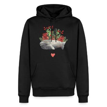 Baleine & Corail - Sweat à capuche Premium bio Homme - noir - Devant - Nico (187cm)