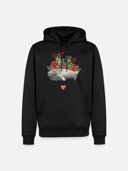Wal & Korallen - Männer Premium Bio Hoodie - Schwarz
