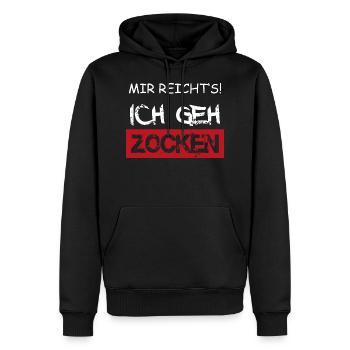 Mir reichts ich geh zocken Spruch - Männer Premium Bio Hoodie - Schwarz - Vorne - Nico (187cm)