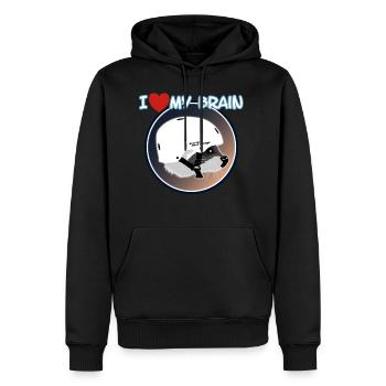 J'aime mon cerveau Raccoon Raccoon - Sweat à capuche Premium bio Homme - noir - Devant - Nico (187cm)