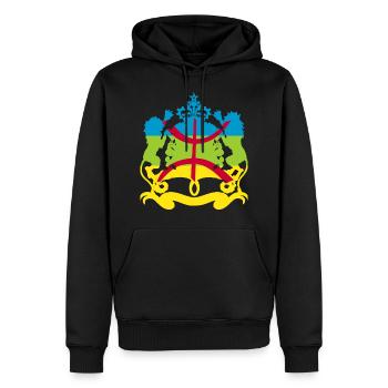 Morocco amazigh - Sweat à capuche Premium bio Homme - noir - Devant - Nico (187cm)