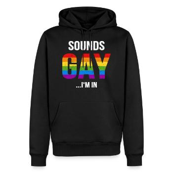 Cadeau drôle GAY Pride Homo Gay arc-en-ciel - Sweat à capuche Premium bio Homme - noir - Devant - Nico (187cm)