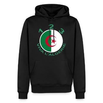 1 2 3 VIVA L''ALGERIE - Sweat à capuche Premium bio Homme - noir - Devant - Nico (187cm)